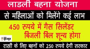 Ladli Behna Yojana : लाडली बहना योजना के तहत महिलाओं को 450 रुपये में गैस सिलेंडर सहित बिजली बिल होगा शून्य