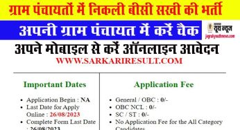 Bc sakhi recruitment 2023 : ग्राम पंचायतों में निकली BC सखी की भर्ती, Online करें आवेदन